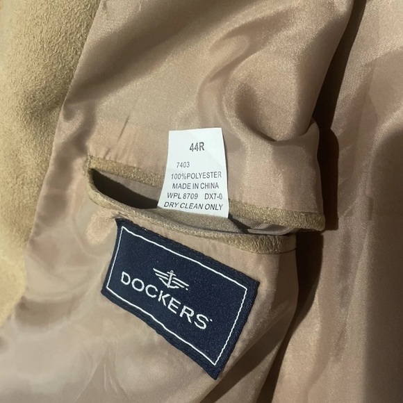 Vintage Men's DOCKERS Tan Sport Coat - Faux Suede Blazer Size 44R - Picture 5 of 8
